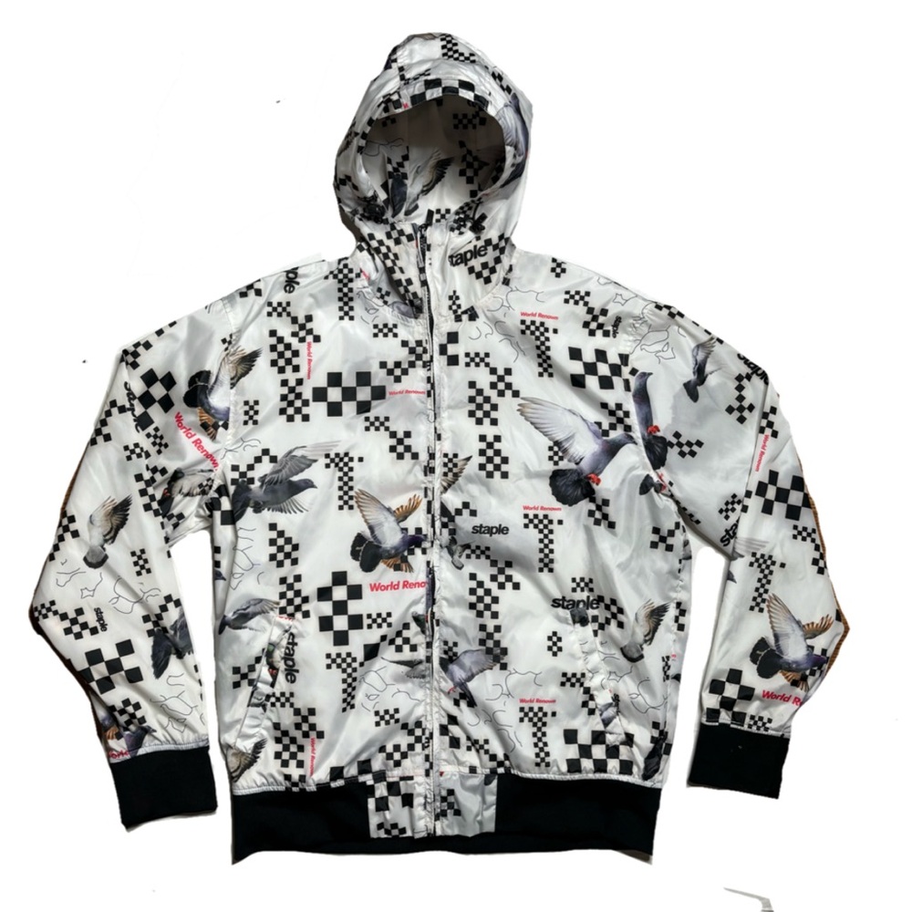 Staple Pigeon windbreaker all-over checkerboard and pigeon print jacket
